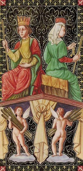 10 de bâtons from the Golden Tarot of the Renaissance deck