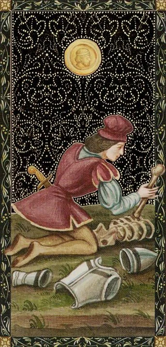 Page of Pentacles card from the Golden Tarot of the Renaissance deck