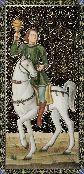 Le cavalier de coupes from the Golden Tarot of the Renaissance deck