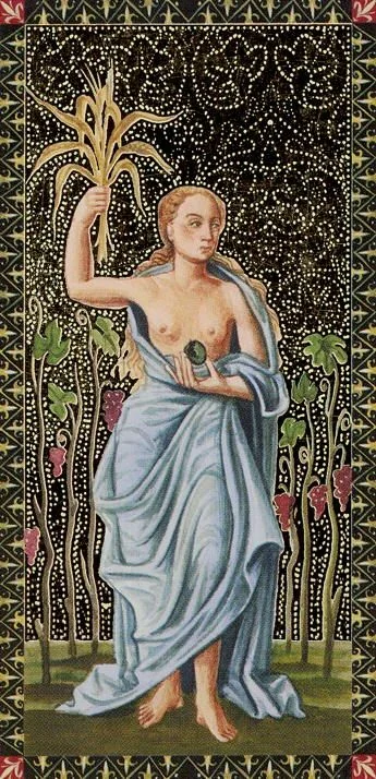 Six of Wands card from the Golden Tarot of the Renaissance deck