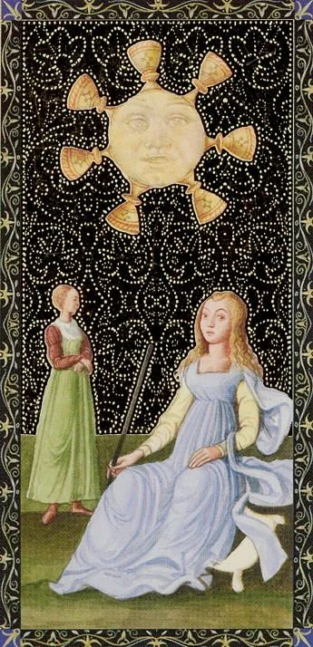 7 de coupes from the Golden Tarot of the Renaissance deck