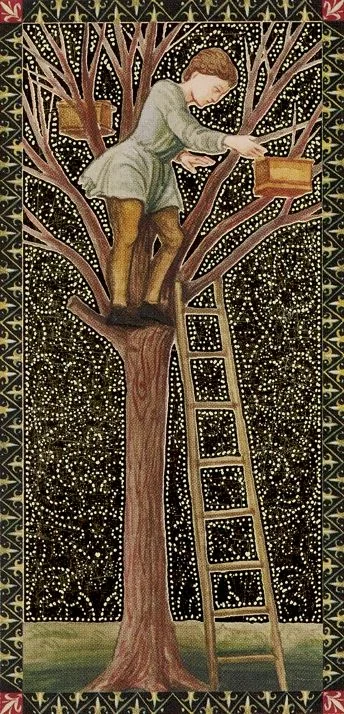 Eight of Wands card from the Golden Tarot of the Renaissance deck