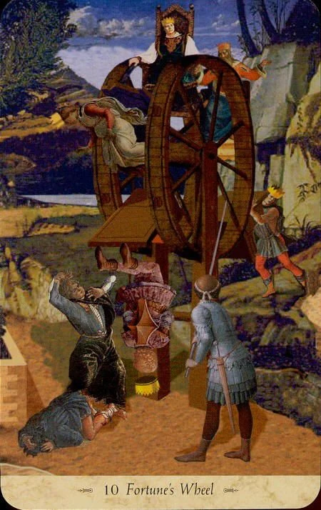 Fortune's Wheel card from the Grail Tarot deck