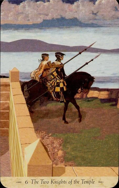 The Two Knights of the Temple card from the Grail Tarot deck
