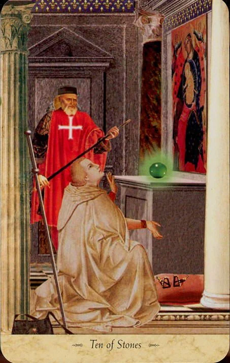 Ten of Stones card from the Grail Tarot deck