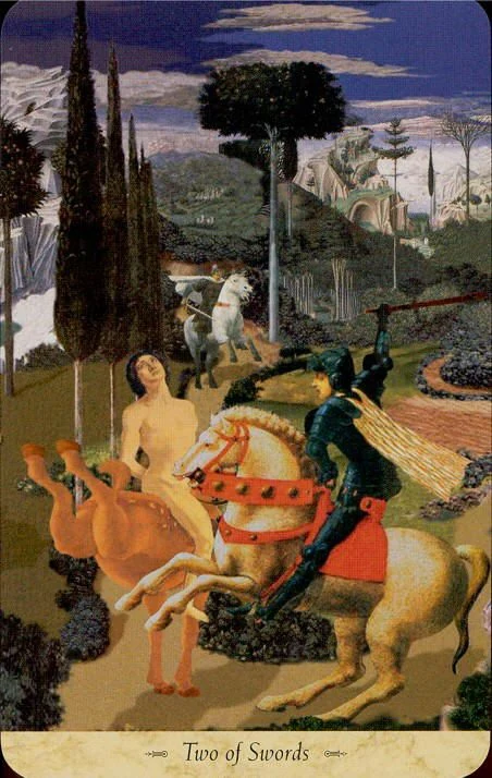 Two of Swords card from the Grail Tarot deck