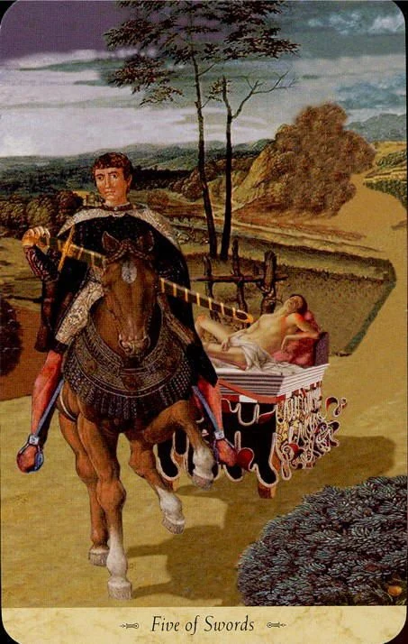 Five of Swords card from the Grail Tarot deck