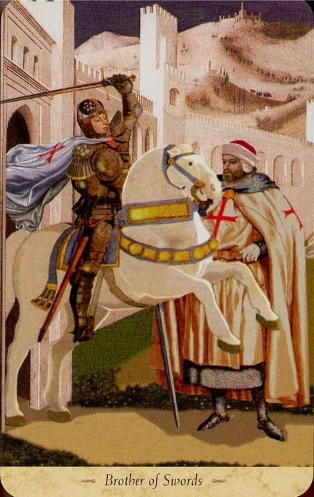 Brother of Swords card from the Grail Tarot deck