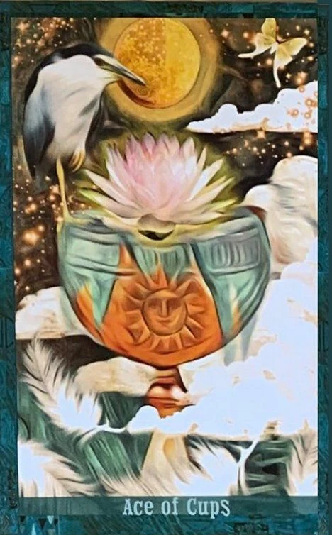 Ace of Cups card from the Guardian of the Night Tarot deck