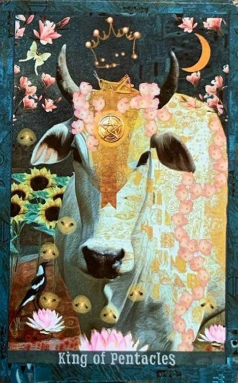 King of Pentacles card from the Guardian of the Night Tarot deck