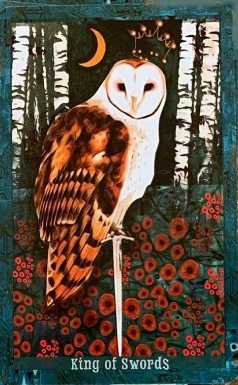 King of Swords card from the Guardian of the Night Tarot deck