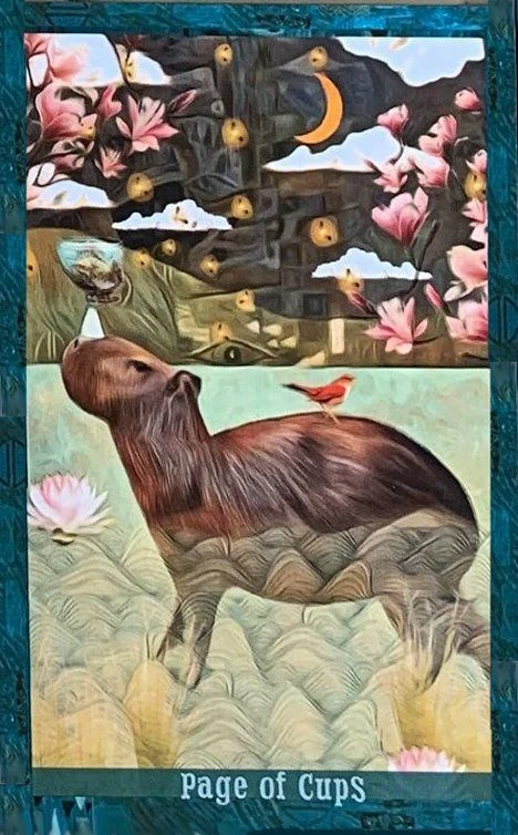 Page of Cups card from the Guardian of the Night Tarot deck