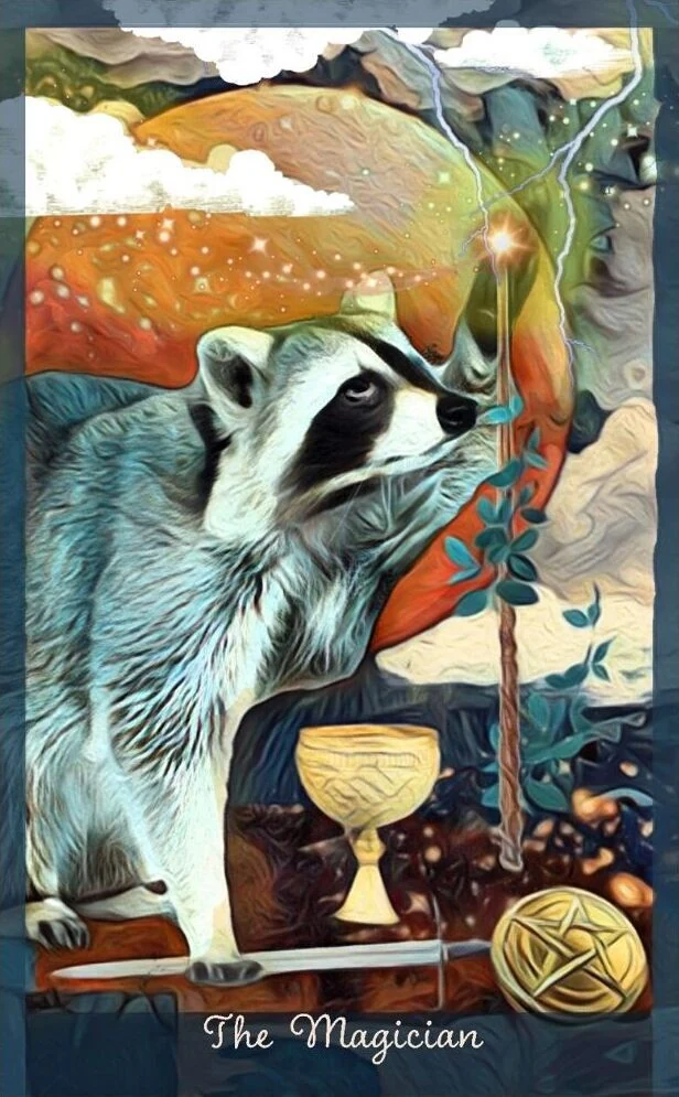 The Magician card from the Guardian of the Night Tarot deck