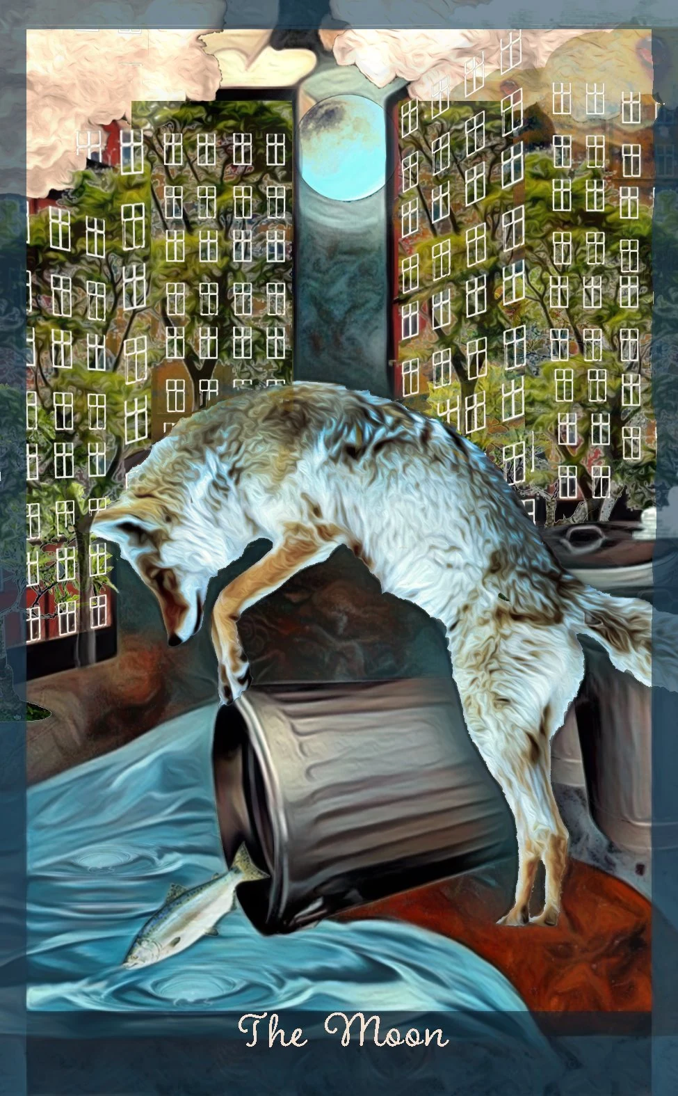 The Moon card from the Guardian of the Night Tarot deck