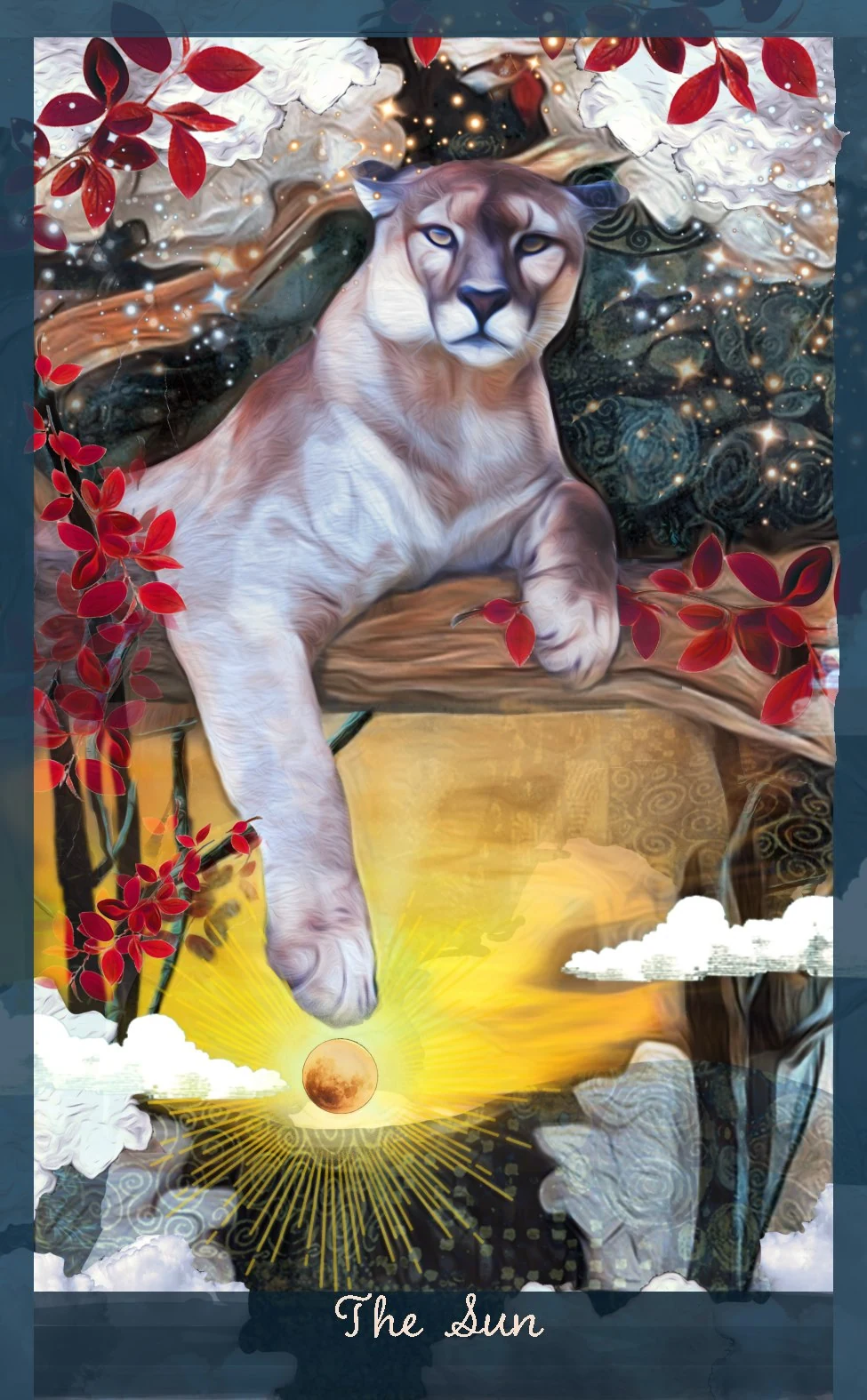 The Sun card from the Guardian of the Night Tarot deck