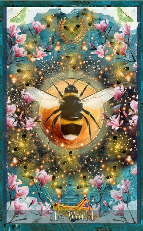 The World card from the Guardian of the Night Tarot deck
