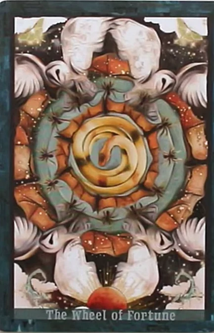 Wheel of Fortune card from the Guardian of the Night Tarot deck
