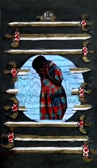 Guided Hand Tarot recovered card 49 card from the Guided Hand Tarot deck