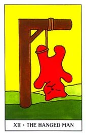 XII - The Hanged Man card from the Gummy Bear Tarot deck