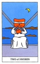 Two of Swords card from the Gummy Bear Tarot deck