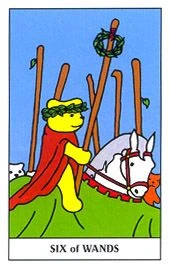 Six of Wands card from the Gummy Bear Tarot deck