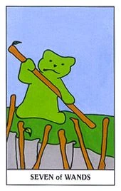 Seven of Wands card from the Gummy Bear Tarot deck