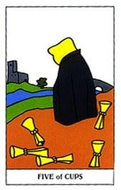 Five of Cups card from the Gummy Bear Tarot deck
