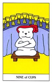 Nine of Cups card from the Gummy Bear Tarot deck