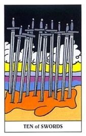 Ten of Swords card from the Gummy Bear Tarot deck