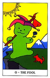 0 - The Fool card from the Gummy Bear Tarot deck