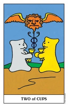 Two of Cups card from the Gummy Bear Tarot deck