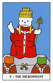 V - The Hierophant card from the Gummy Bear Tarot deck