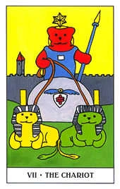 VII - The Chariot card from the Gummy Bear Tarot deck