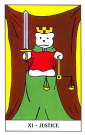 XI - Justice card from the Gummy Bear Tarot deck