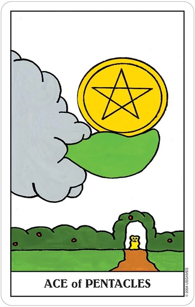 Ace of Pentacles card from the Gummy Bear Tarot deck