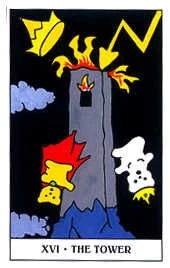 XVI - The Tower card from the Gummy Bear Tarot deck