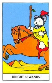 Knight of Wands card from the Gummy Bear Tarot deck