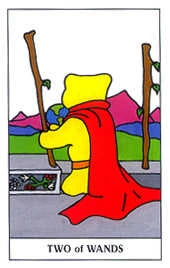 Two of Wands card from the Gummy Bear Tarot deck