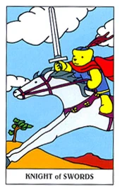 Knight of Swords card from the Gummy Bear Tarot deck