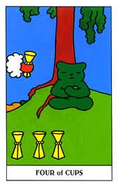 Four of Cups card from the Gummy Bear Tarot deck