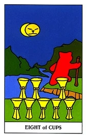 Eight of Cups card from the Gummy Bear Tarot deck