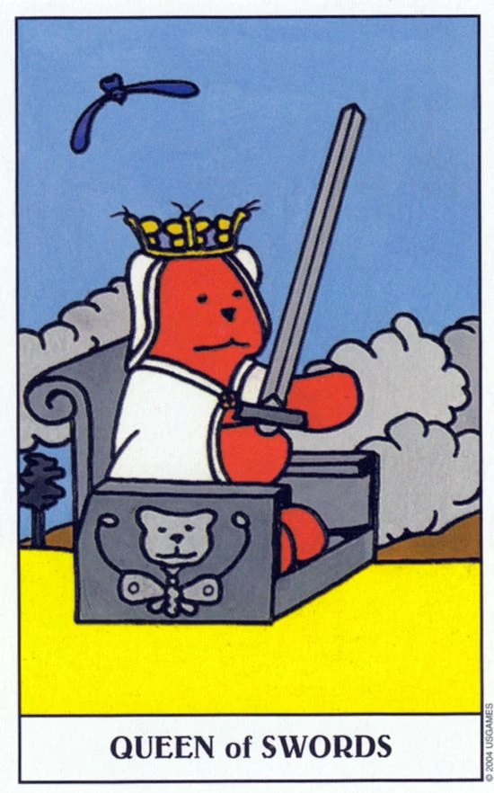 Queen of Swords card from the Gummy Bear Tarot deck