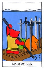 Six of Swords card from the Gummy Bear Tarot deck