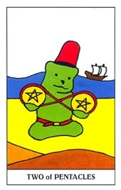 Two of Pentacles card from the Gummy Bear Tarot deck