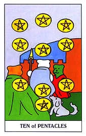Ten of Pentacles card from the Gummy Bear Tarot deck