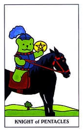 Knight of Pentacles card from the Gummy Bear Tarot deck