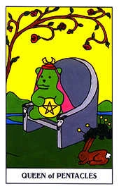 Queen of Pentacles card from the Gummy Bear Tarot deck
