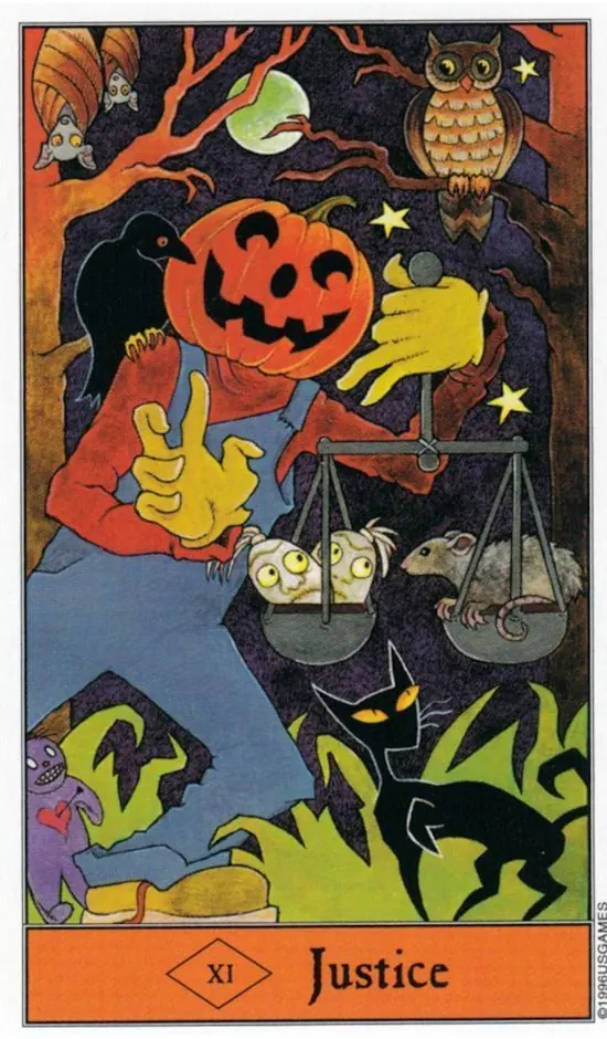 Justice card from the Halloween Tarot deck