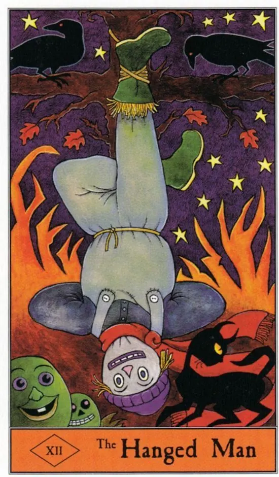 The Hanged Man card from the Halloween Tarot deck
