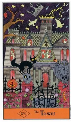 The Tower card from the Halloween Tarot deck